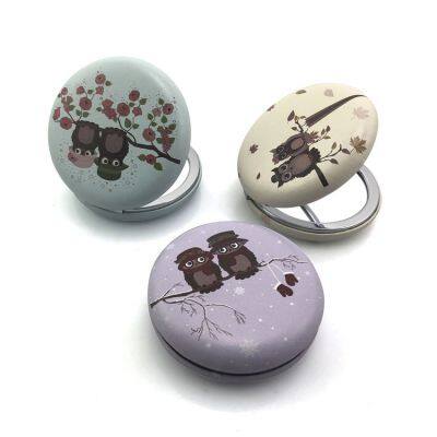 Macaroon Shape Pocket Mirror Leather Pocket Magnifying Mirror Compact Cosmetic Mirror