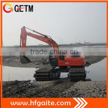 Amphibious excavator for soft terrain work