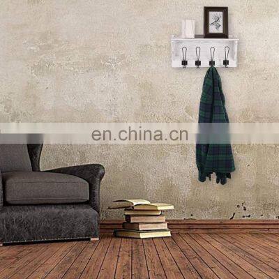 Stone Rustic Coat Rack Shelf Hanging Entryway Shelf With 4 Hooks photo-5