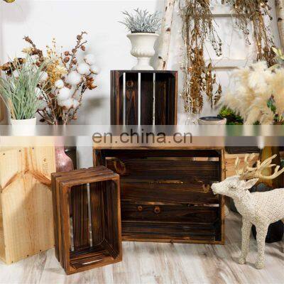 Rustic Finish Nesting Boxes Fruit Wooden Crates in Bulk Vintage Home Garden Stacking Wooden Rustic Custom Wood Crates photo-4