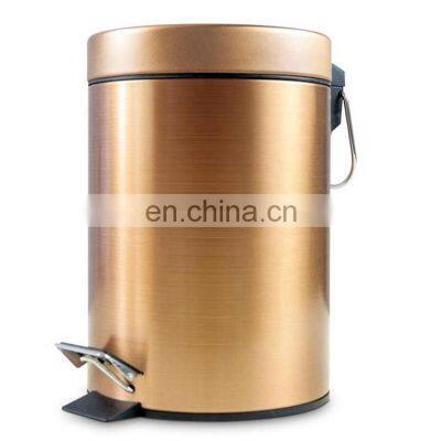 Colorful thin lid stainless steel pedal bin 5L kitchen pedal bin with soft close