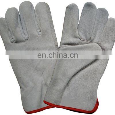 Cheap Mens Gray Cow Split Leather Driving Gloves for Work