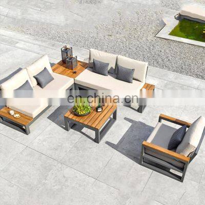 guangzhou luxury modern black metal aluminum garden outdoor balcony set modular patio furniture sofa