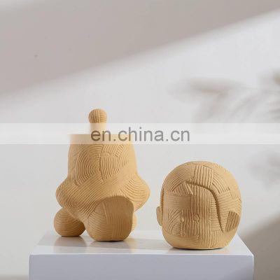 New Design Modern Art Crafts Textured Cartoon Head Ornament Nordic Home Decoration