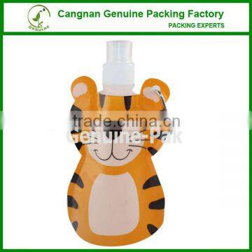 Promotional wholesale tiger shape collapsibe water bottle for kids