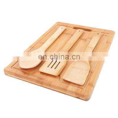 Eco Friendly High Quality For Kitchen Rectangle Natural Bamboo Cutting Board Set