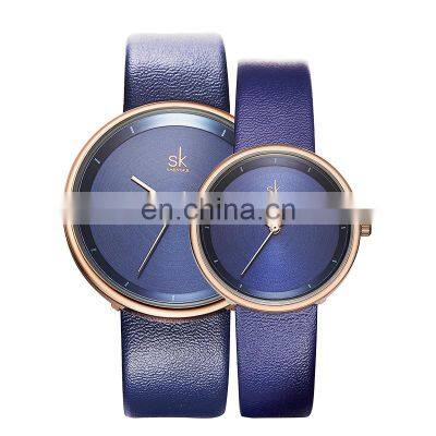 SHENGKE Elegant Lovers Watch Simple Dial Leather Band Hand Watch Japan Quartz Anniversary Gift K8040G/L