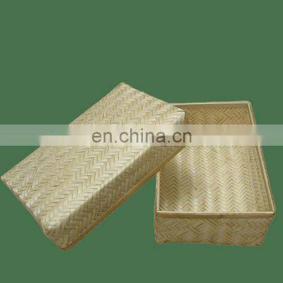 Natural Hot Sale Rectangle Woven Bamboo Gift Box, Woven Storage basket Wholesale Made in Vietnam