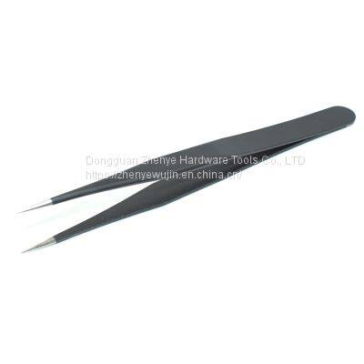 Anti Static Tweezers Swiss High Elastic Antimagnetic Acid Proof Stainless Steel Curved Point Precision Tweezers ESD-10 photo-3