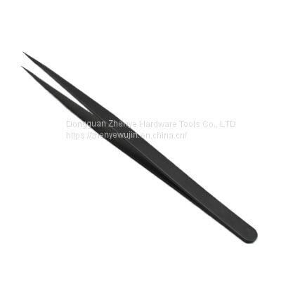Precision Stainless Steel Hard Anti-static Tweezers Bird's Nest Hair Picking Clip Maintenance Tweezers Pointed Elbow All Black 11 Tweezers photo-2