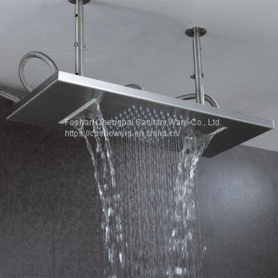 Shower set with multi-funciton shower head rainfall waterfall body jet in 304 stainless steel bathroom shower system