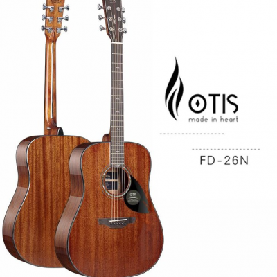Популярный товар на продажу: гитара OTIS FD-26N акустическая 41 дюйма (твердый панель из африканского махагони, гриф из махагони в трех частях, 100% глянцевая)