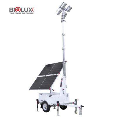 HiSOLO Mobile Solar Light Tower With 4*100W LED Lights for Temporary Lighting