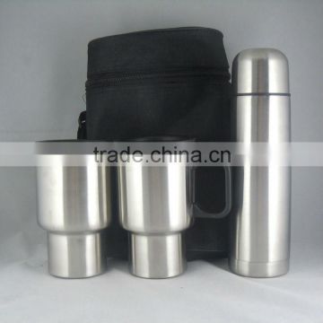 Travel Thermos Flask with 2 Travel Mugs and case