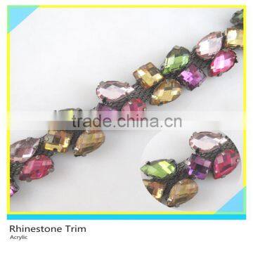 Fancy 888 Crystal Rhinestone Trimming Gold Chain For Garment Dresses Decoration photo-4
