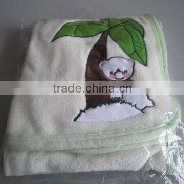 Embroider Coral Fleece Baby Blanket