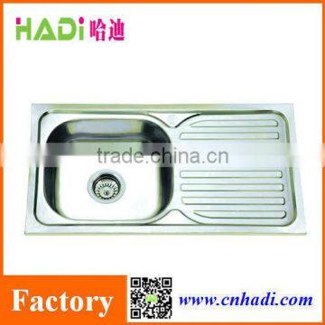 foshan HADI single bowl stainless steel kitchen sink with drain board HD9643