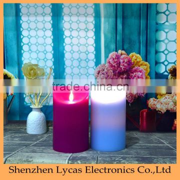 Purple Paraffin wax Flameless pillar moving flame led candle