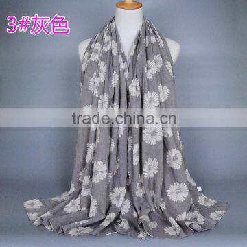 New Style Autumn Winter Sunflower Printed Cotton Linen Muslim Hijab Shawls And Scarves