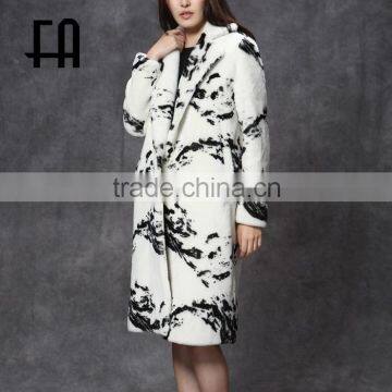 Factory direct whoesale lady's fashion wool sheared fur coat