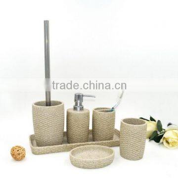 Bamboo Pattern Polyresin Sandstone Bathroom Accessories Set