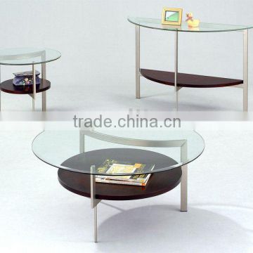 Wooden Coffee Table Set / Glass Modern Coffee Table and End Table