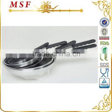 Non stick pan satin finished exterior press aluminum fry pan