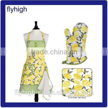 China factory price cotton/polyester custom kitchen apron set