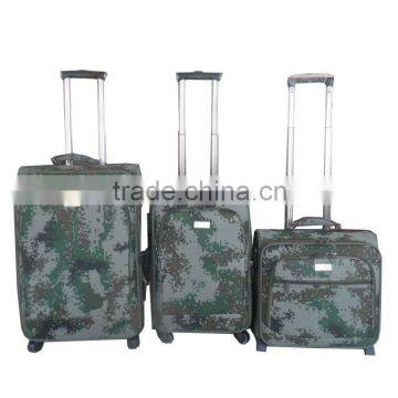 Top qualty new design military use carry on green trolley suitcase on wheels