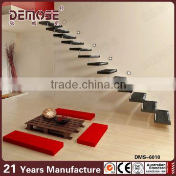 prefabricated modern house indoor solid wood floating stairs