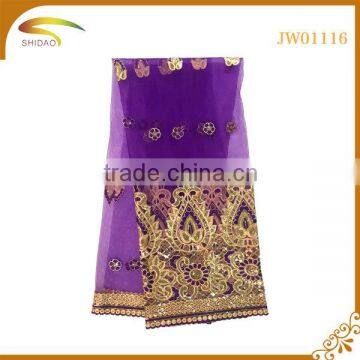 wholesale high quality Nigerian decorative embroidery 3D patterned silk fabric for bridal dress