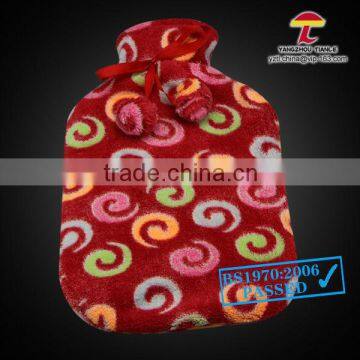 2000ml rubber hot water bag with coral fleece cover