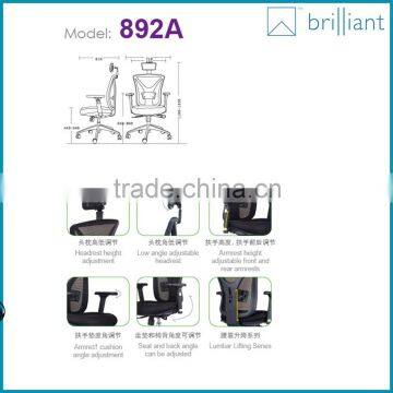 892A High Back Ergonomic Executive Chair With Headrest in Mesh Quality Choice photo-5