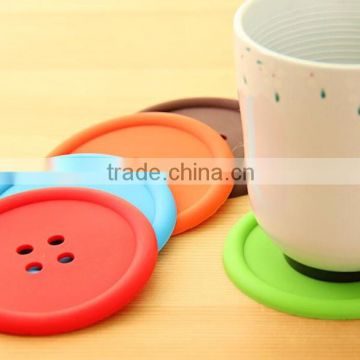 Pretty silicone button shape cup mat with various colors