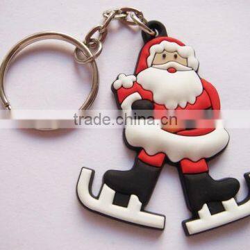 Plastic Material and PVC Plastic Type Logo Keychains Father Christmas Key Chains