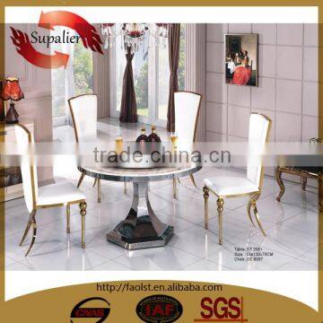 foshan factory round modern marble dining table with turntalbe for dining room furniture