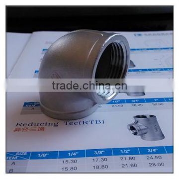 stainless steel 90 deg. elbow F/F grade 304 316 threaded acc to din2999