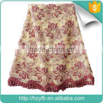 Best sale alibaba china purple guipure cord lace fabric with stones bridal lace fabric wholesale african cord lace for dress