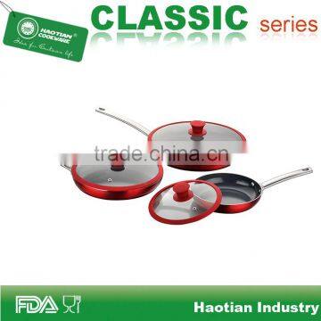 6pcs Metallic Fry Pan Set with Silicone Lid