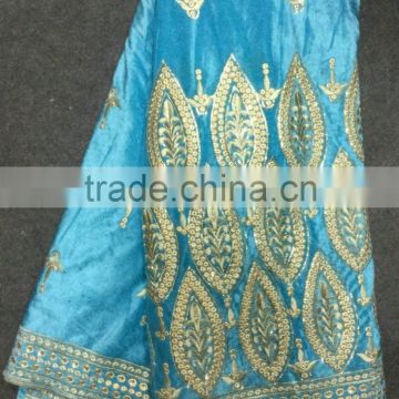 2015 African velvet lace fabric indian wedding bule velvet laces for women dresses