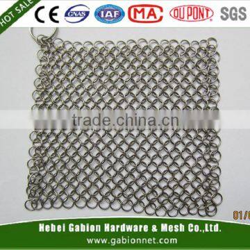 stainless steel cast iron chainmail pot cleaner/Chain Mail Cast Iron Pan Scrubber