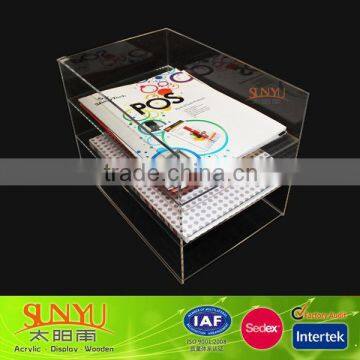 2014 hot sales high clear acrylic brochure holder/acrylic display brochure stand/acrylic magazine holder