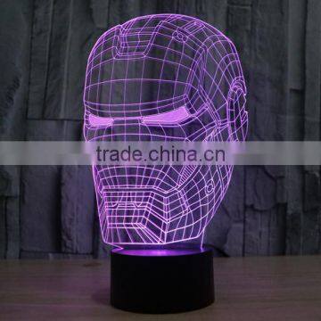 IRON MAN Shape Skull 3d Illusion Lamps Acrylic Indoor USB + Battery Operated Decorative Led Night Light photo-4