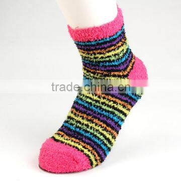 Socks fluffy socks lady winter socks slip socks colorful stripe cozy socks