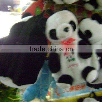 Stuffed and promotional soft plush panda animal head backpack for children