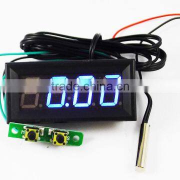 Digital Probe thermometer hygrometer Car Clock/Voltmeter 3in1 Panel Meter DC 12V/24V 0.56" Blue LED