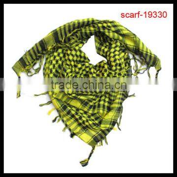 newest ladies yellow grid square tassel scarves