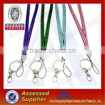 Customize Two Rows Rhinestone Lanyards With Keychain