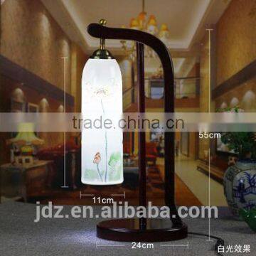 2016 Hot sale modern wood lampbody ceramic shade table reading lamp