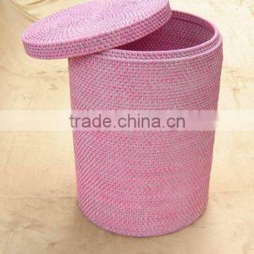 Full rattan wicker laundry basket with lids